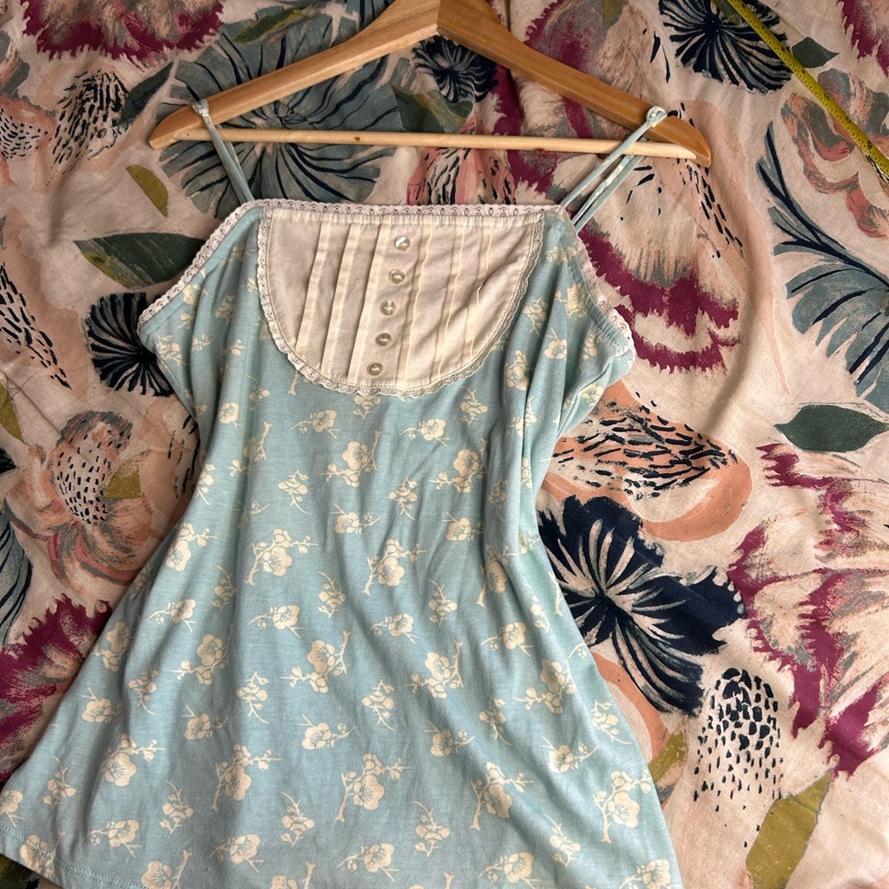 Y2K Vintage Laura Ashley Light Blue Floral Camisole
